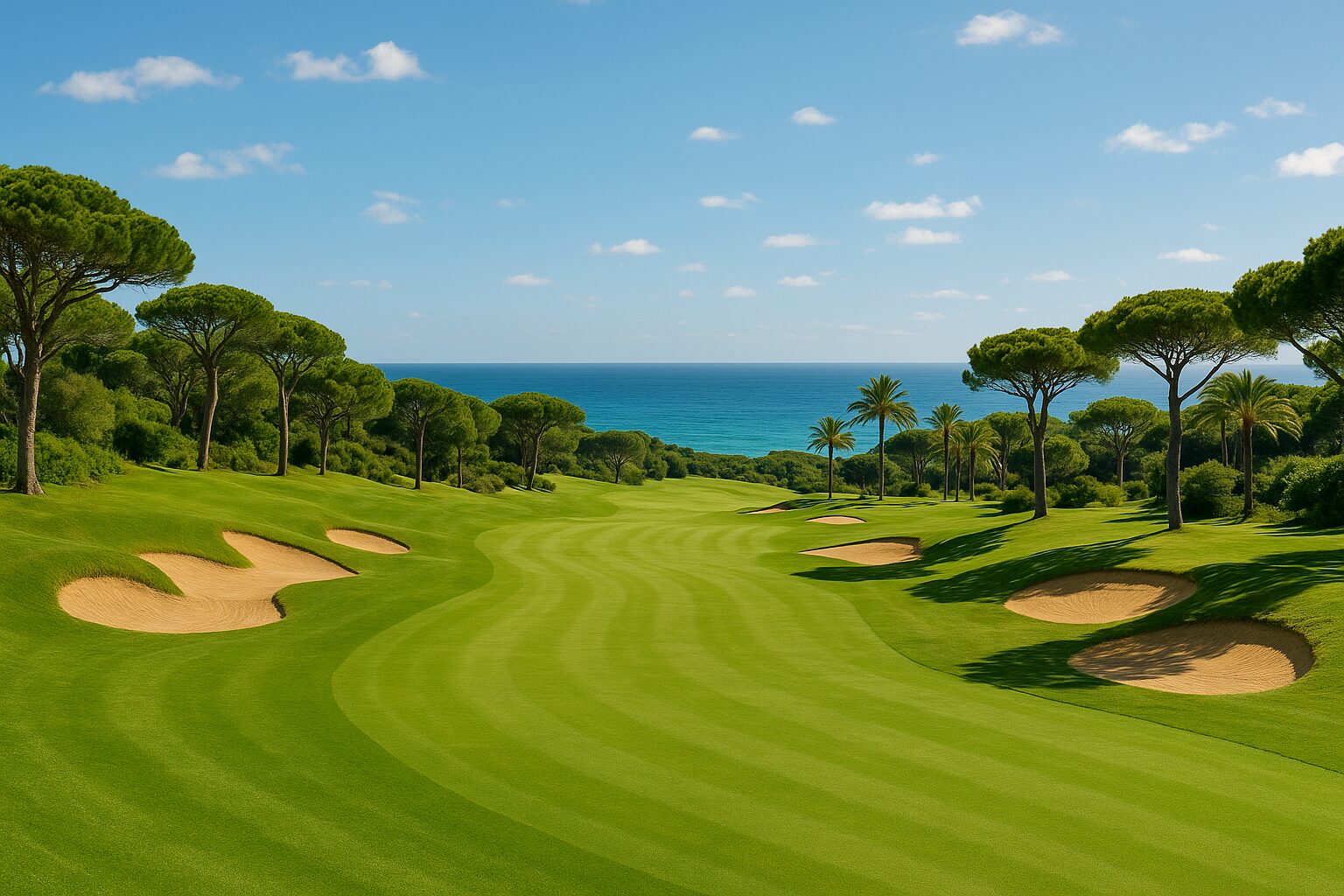 Golf Progress Experience at Isla Canela, coastal fairway in spring sunshine